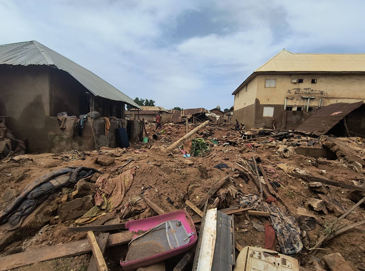A general view of damaged buildings in Mokwa. Photo / AFP