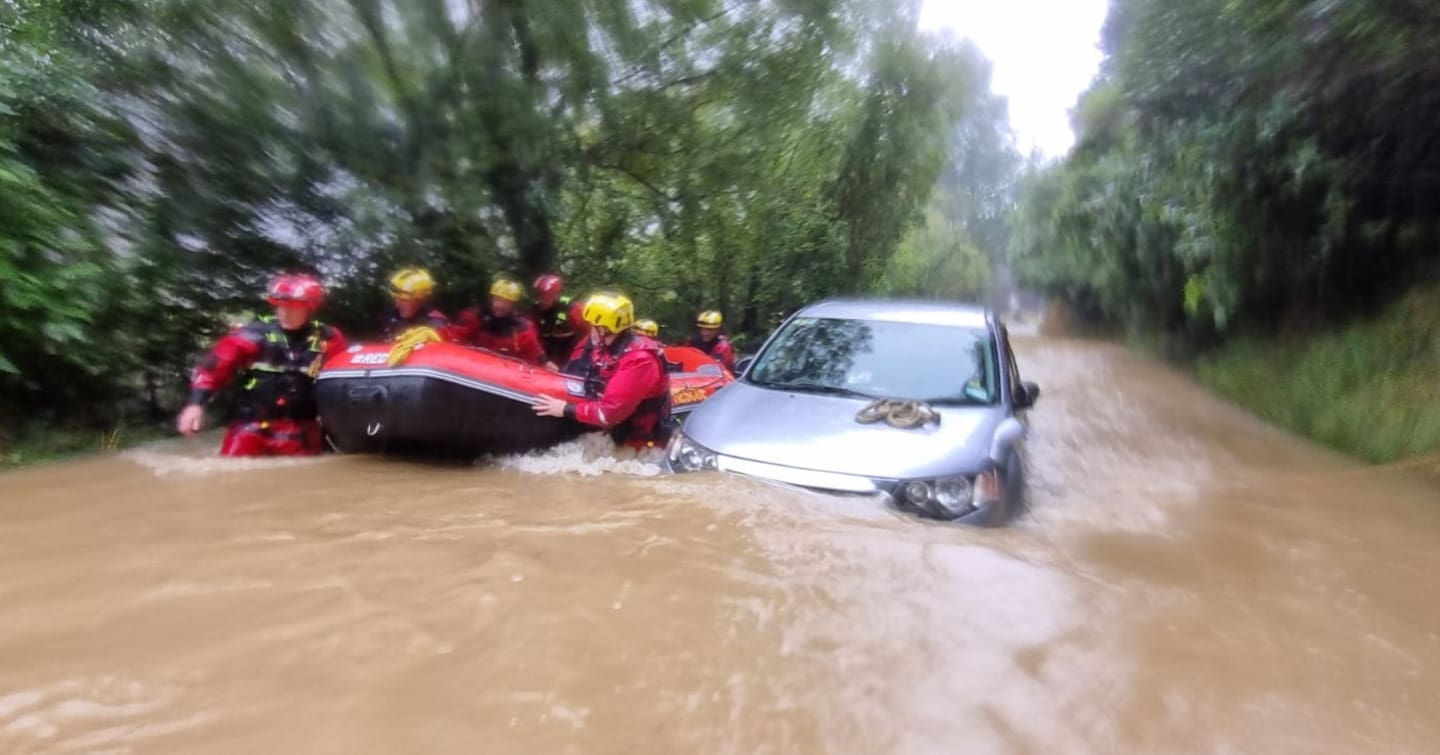 A woman was rescued from her flooded car on Kokoroa Rd, Whangamoa yesterday. Photo / Fire and Emergency NZ