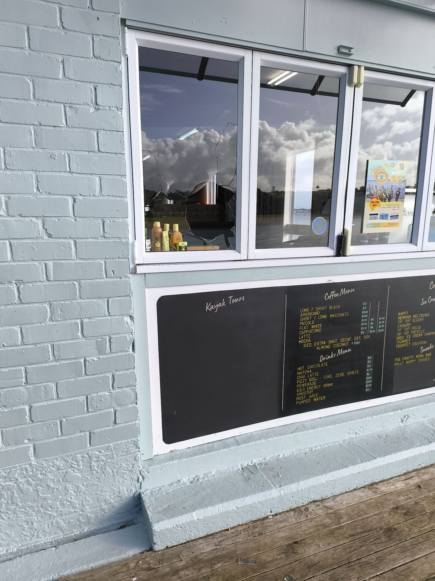 Ed Hides was left sweeping up glass over the past week at Fergs Kayaks while running their popular school holiday programme.