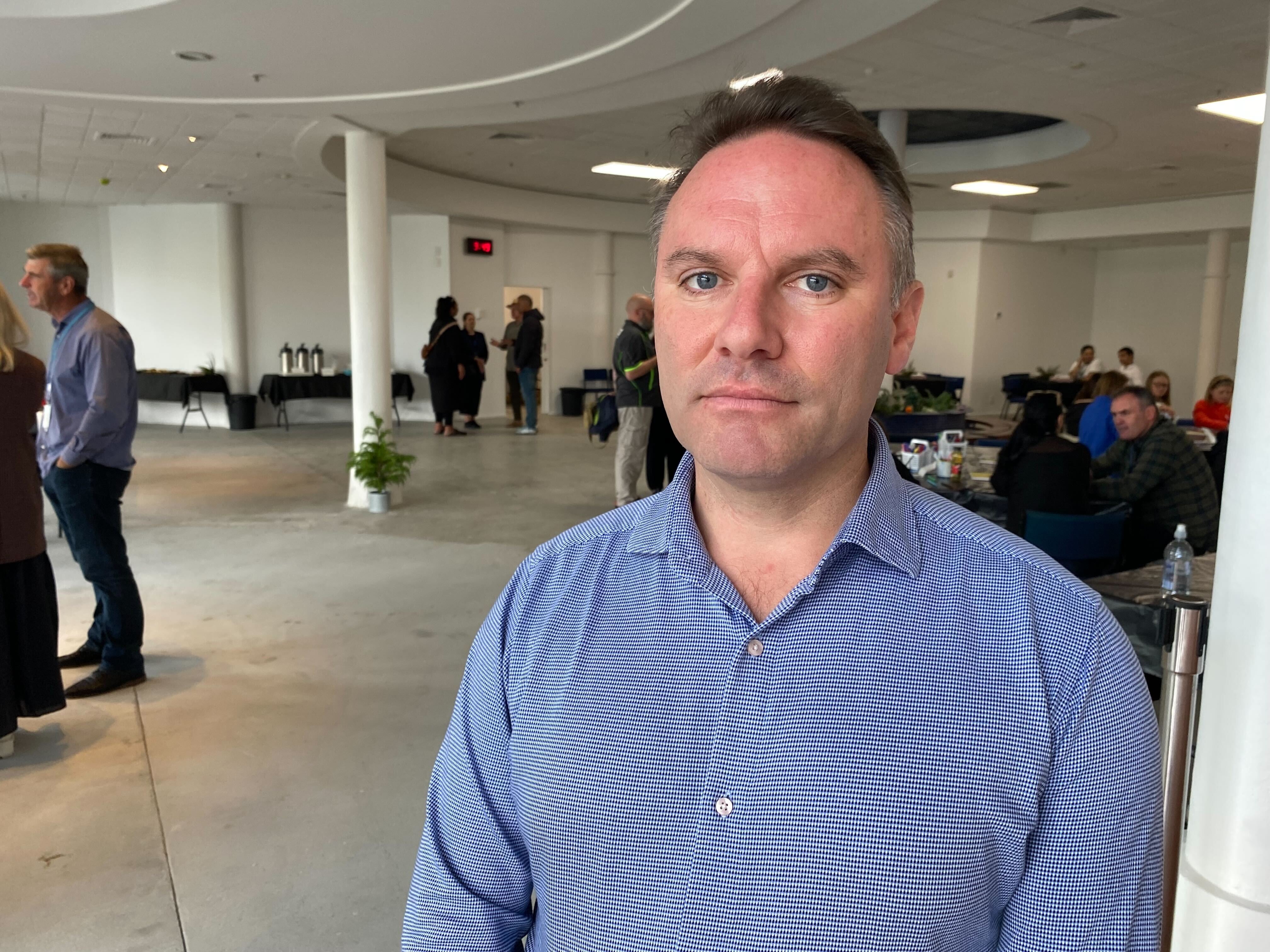 Western Bay of Plenty mayor James Denyer at He Maimai Aroha Community Care Centre on Maunganui Rd on Sunday morning. Photo / Rosalie Liddle Crawford
