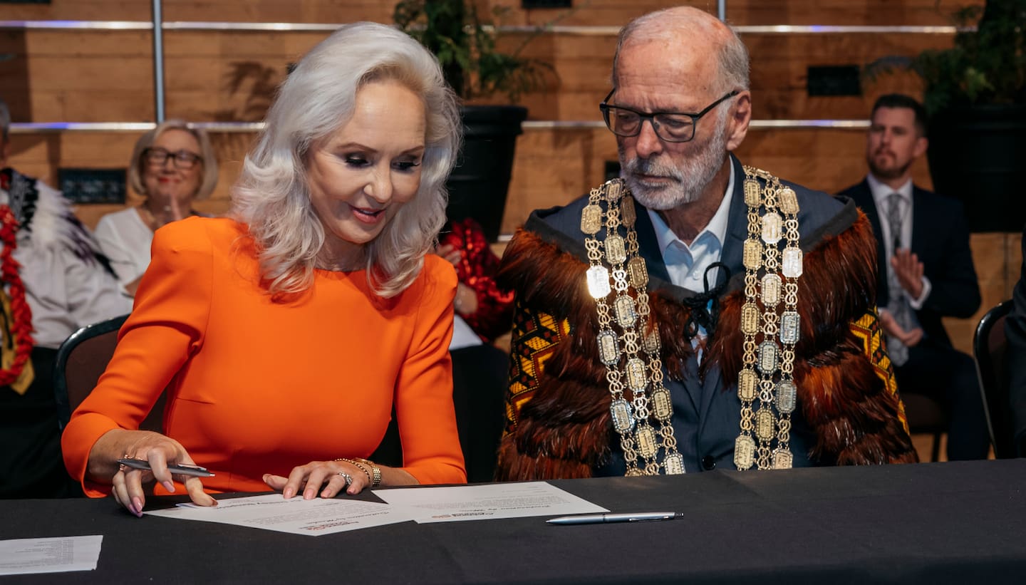 Desley Simpson and Wayne Brown at their inauguration. Photo / Jay Farnworth