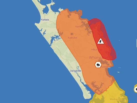 Severe thunderstorm warning issued for parts of Northland as storms move east