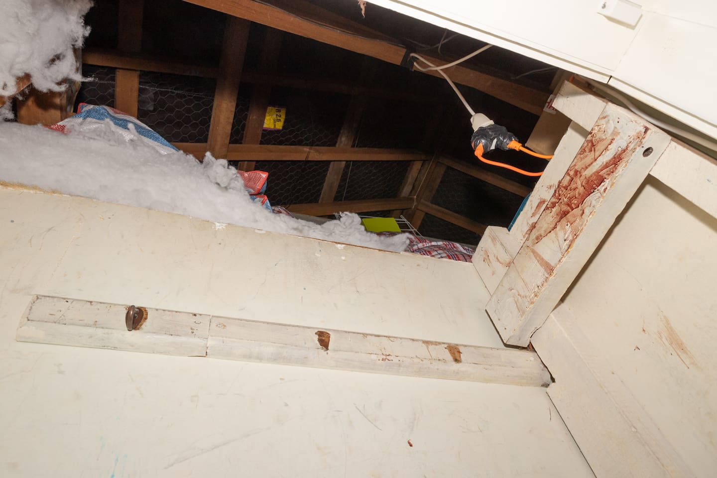 The view looking up to the attic at Helen Gregory's Khandallah home. Photo / Supplied.