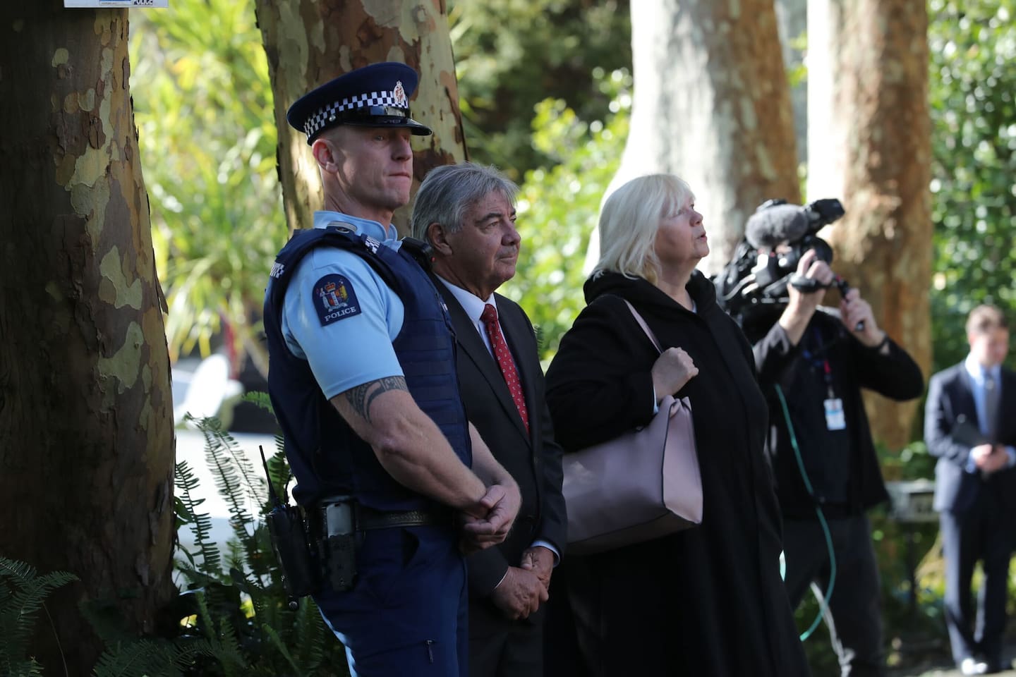 Police and Crown lawyers at Philip Polkinghorne's home on the day jurors toured the scene where Hanna was found dead. Photo / Jason Dorday