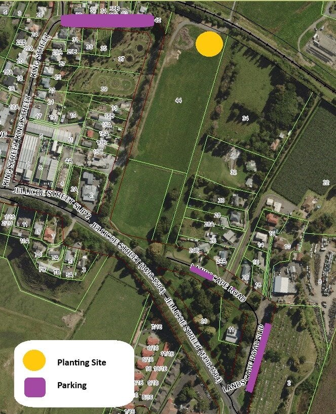  Lawrence Oliver Wetland Planting Day site map. Image / WBOPDC