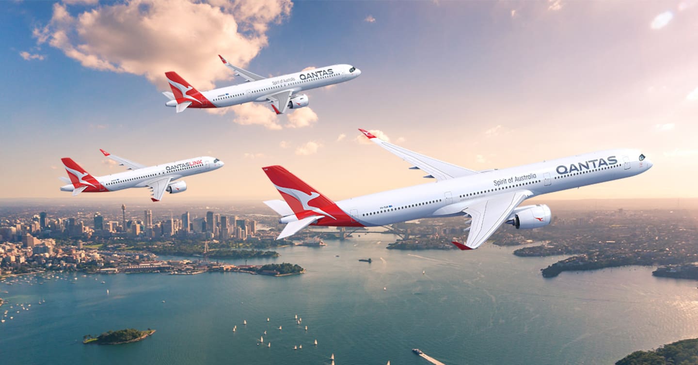 The Airbus A220, A320 and A350 aircraft Qantas has on order.