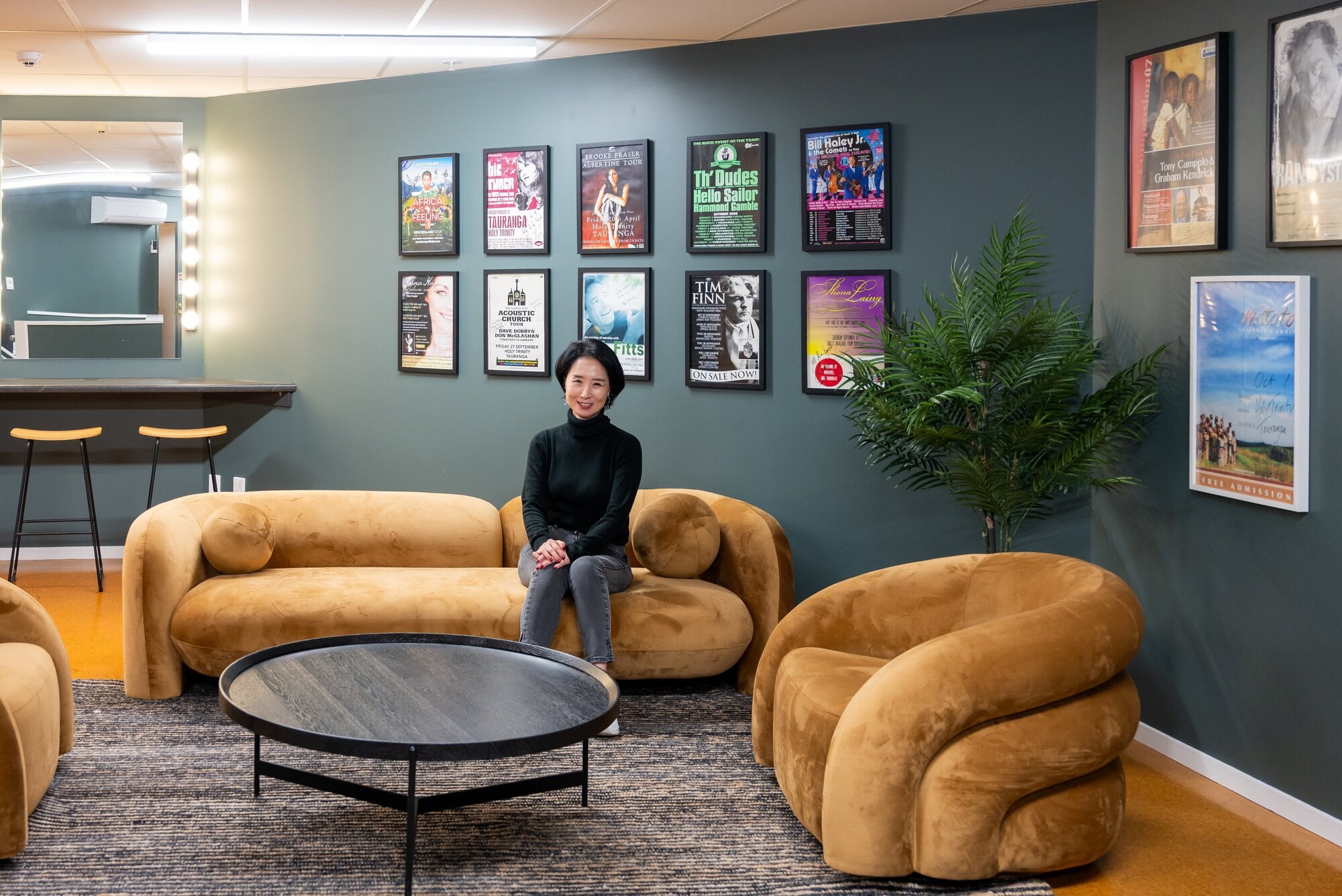 Holy Trinity Tauranga facility manager Jackie Kim in the ‘Green Room’ used for performers. Photo / Brydie Thompson.