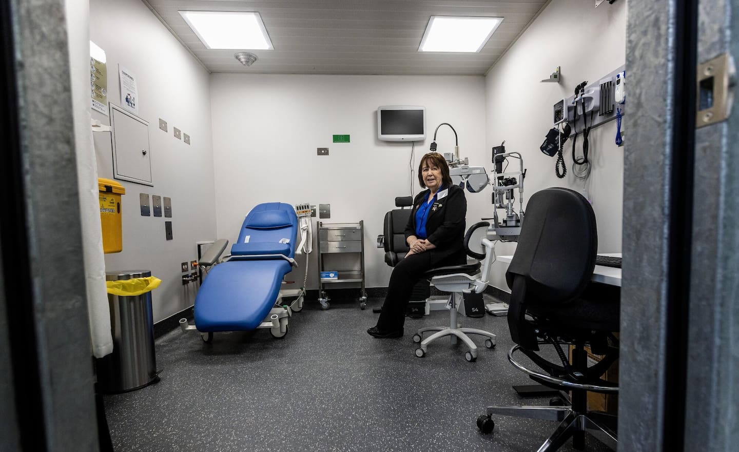 Waikeria Prison health services manager Sherryl Robertson in the new facility's dual-purpose dialysis and optometry unit. Photo / Mike Scott