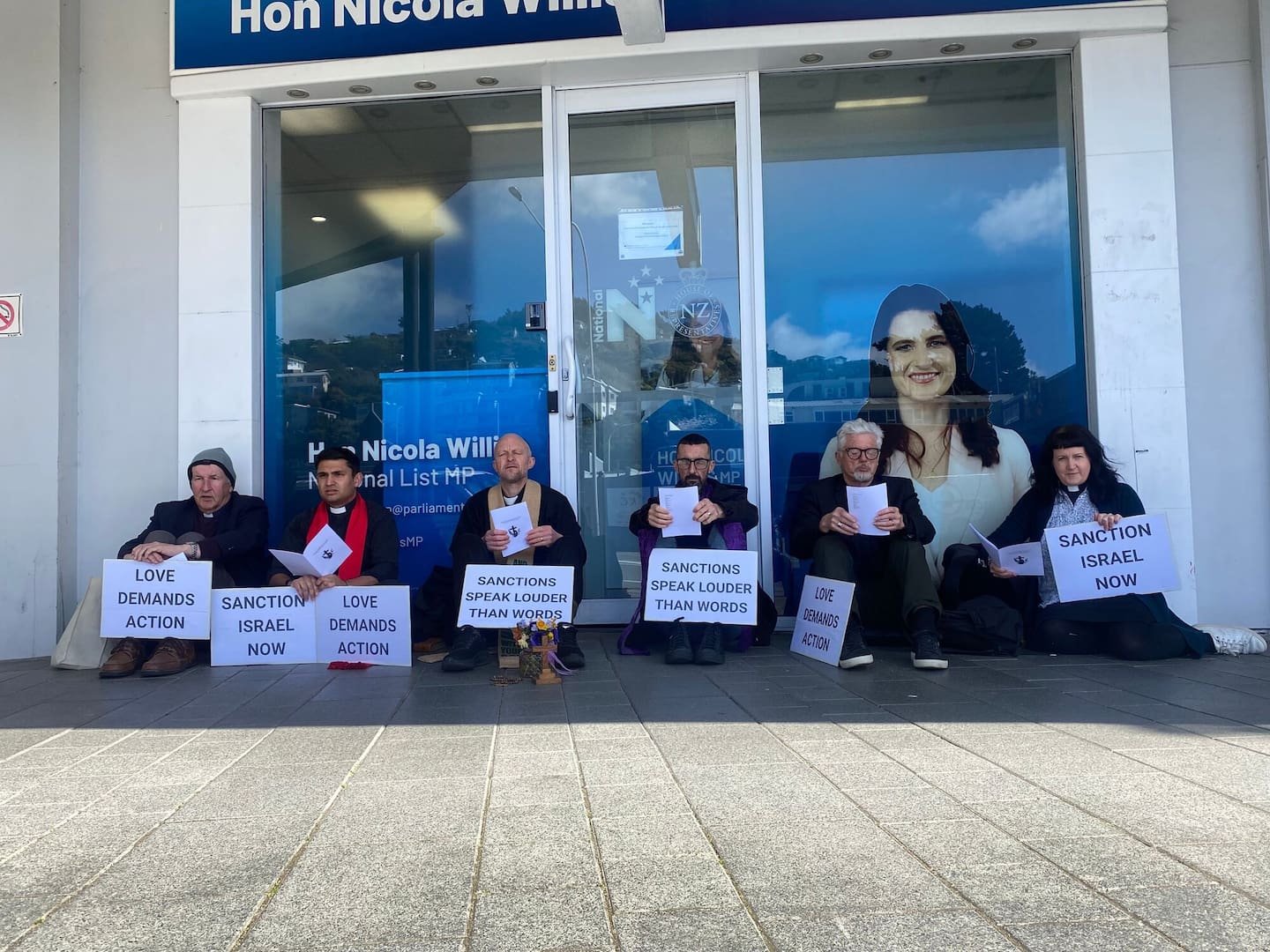 The protestors at Willis' office.
