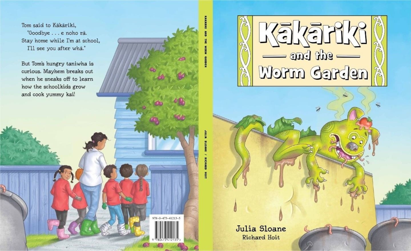 Children's author Julia Lorimer with her fourth book, Kakariki and the Worm Farm. She is currently writing her first novel. Photo / Supplied