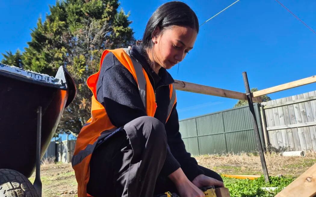 Te Raiwa Maki of The Eastern Bay Trades Academy. Photo / Alexa Coo, RNZ