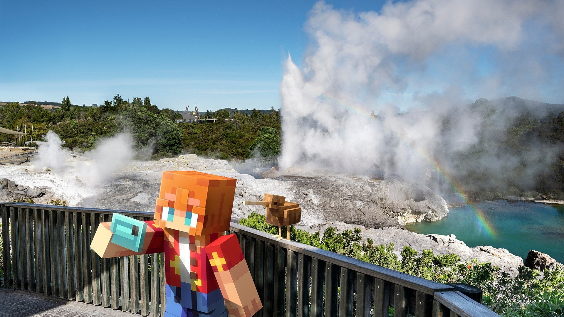  Whakarewarewa Geothermal Valley and Pōhutu Geyser at Te Puia in Rotorua featured on a new interactive map ahead of the Minecraft Movie. Photo / Supplied