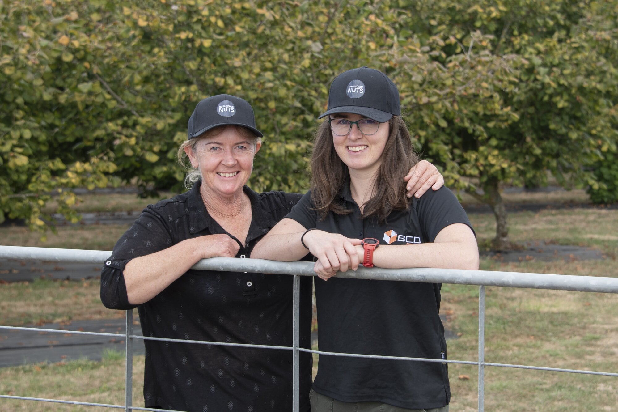  Hazelnut grower Raewyn Scott, left, and her daughter Nicole. Photo / Catherine Fry