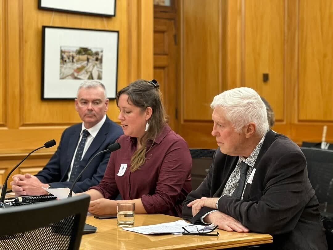  Coromandel MP Scott Simpson, petitioner Rochelle Zajko and retired engineer Peter Clarke. Photo / Supplied