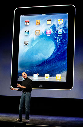 Apple CEO Steve Jobs introduces the new iPad. Photo / AP