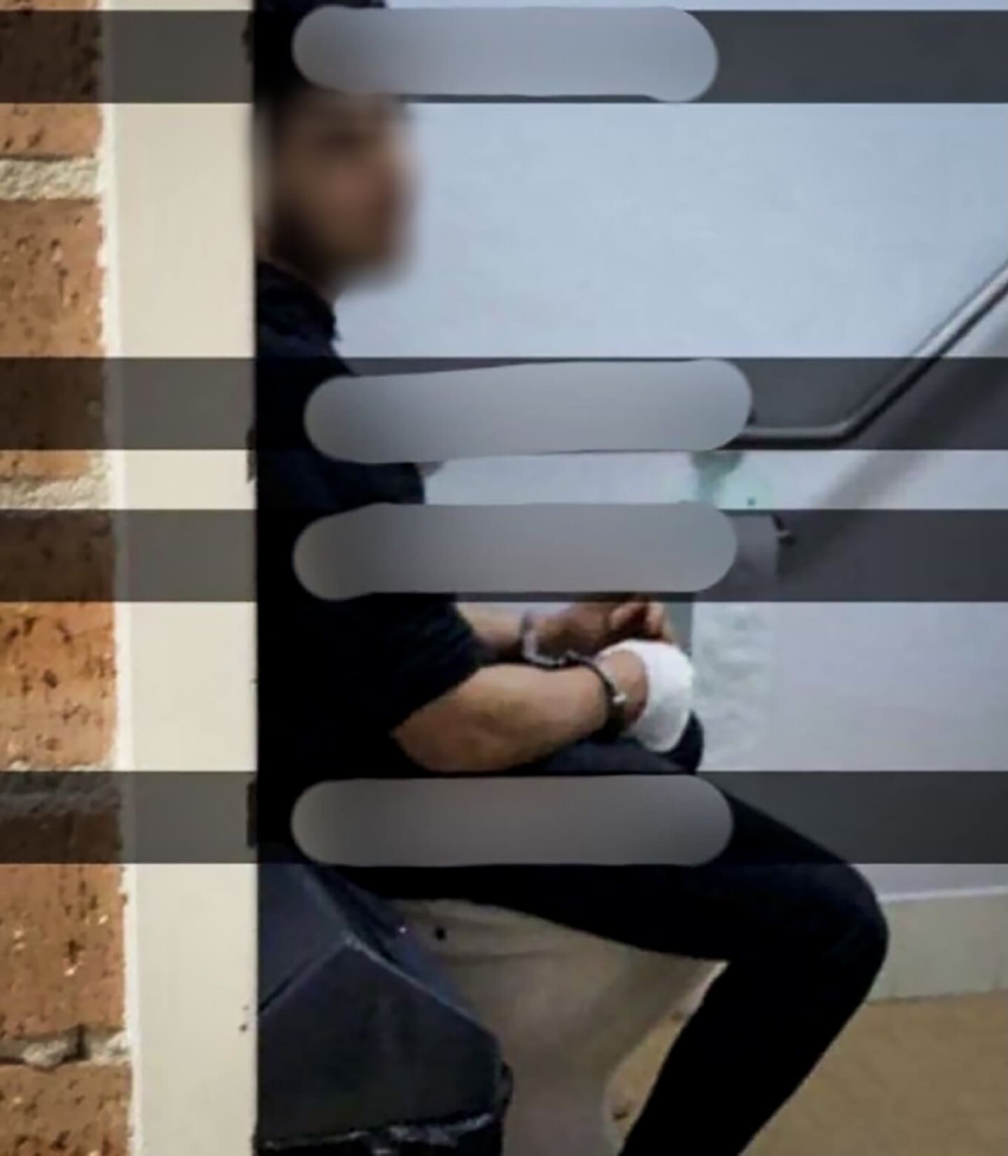 An image circulating on social media shows the Wakeley Church, Sydney, attacker sitting on a toilet with his hand bandaged 15 October 2024
picture supplied