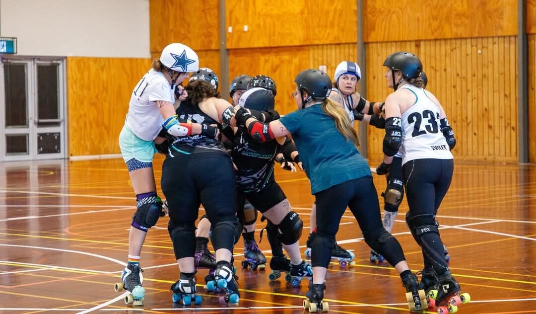  Moana Roller Derby competing at Sulphur City Open Scrimmage in May. Photo / BradK Photography