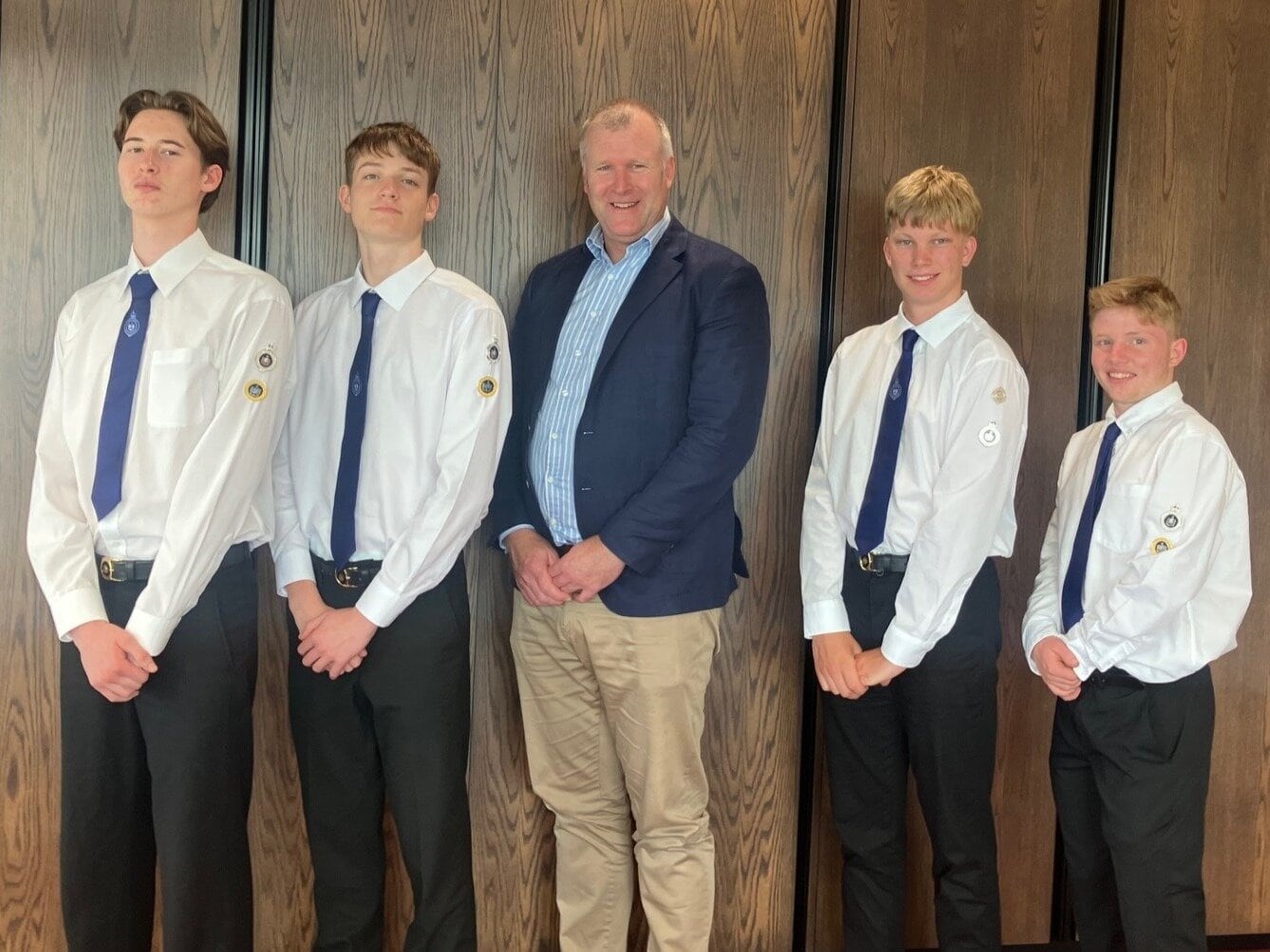 Joshua Brown (left), Elijah Keam, Dominic Absalom and Matthew Kliskey were invited by Tauranga Mayor Mah&eacute; Drysdale to an afternoon tea in the Mayoral Chambers. Photo / Clare Dowthwaite