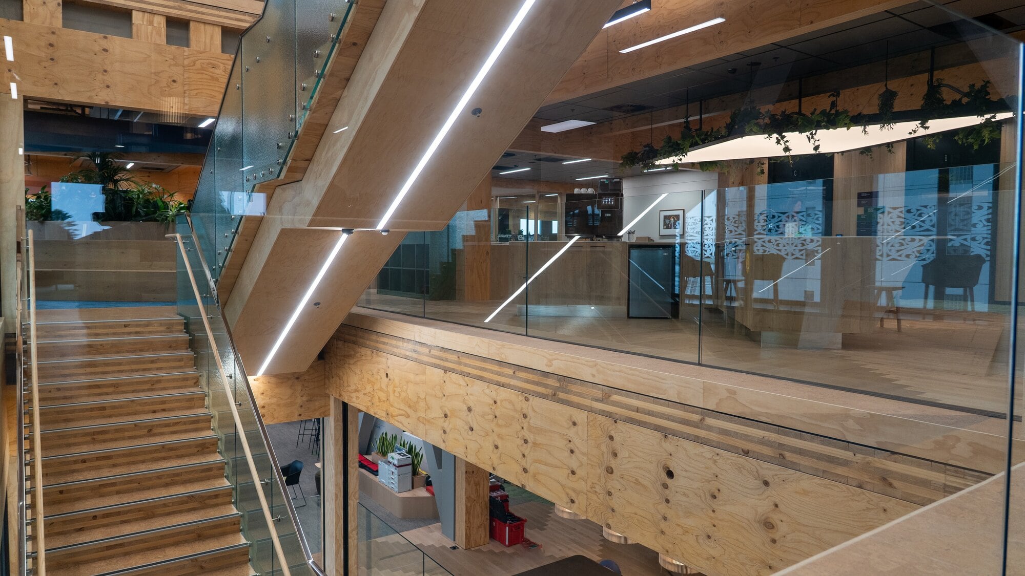 The internal staircase at 90 Devonport Rd was designed to encourage connection between people. Photo / Tauranga City Council