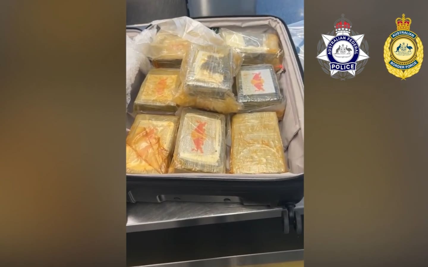 The 40kg haul was found in the suitcases of two New Zealanders during a baggage examination at Sydney International Airport. Photo / AFP