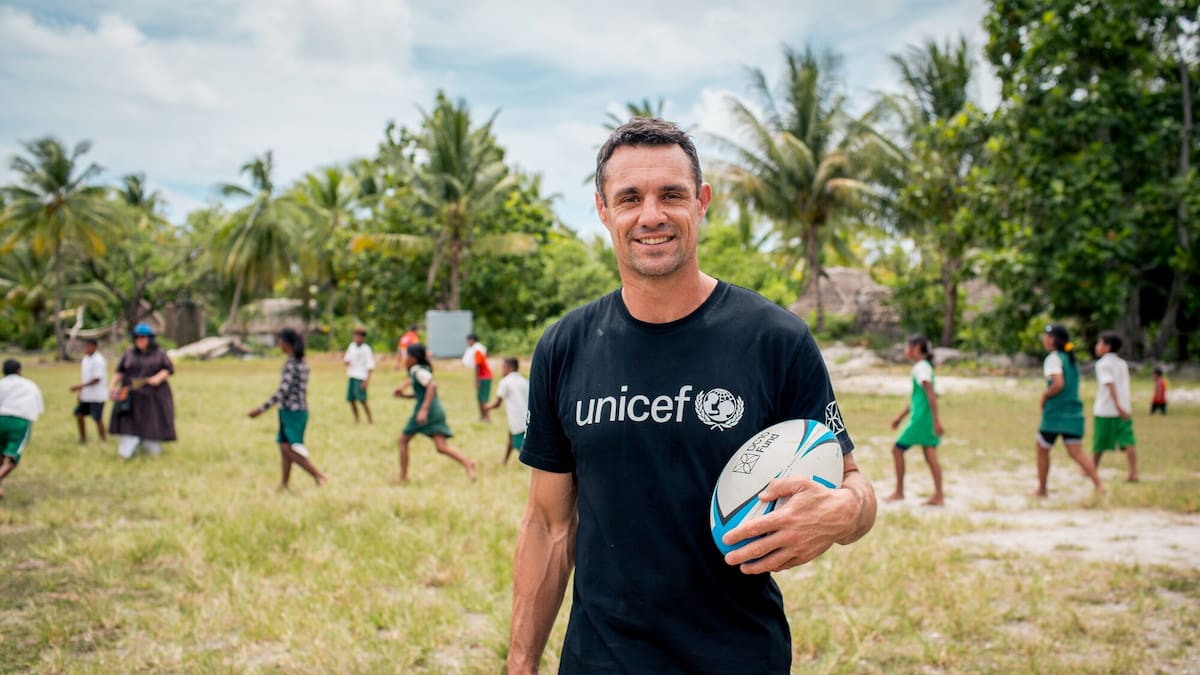 Dan Carter’s ‘life-changing’ visit to remote Kiribati with Unicef