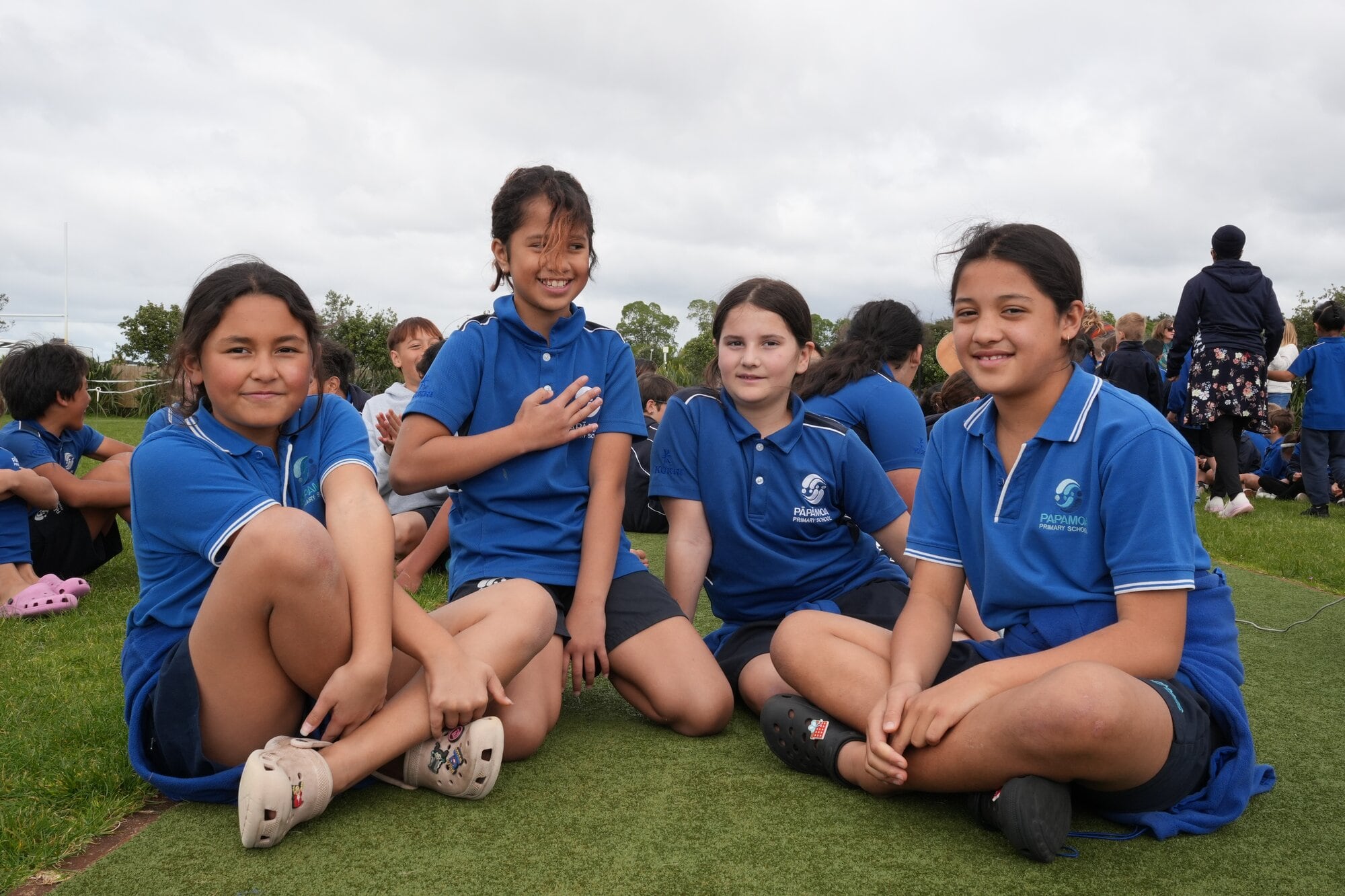  Pāpāmoa Primary students Susan Rata, Kelsey Reid, Keala Donovan, and Leah Grant, joined Te Wiki o Te Reo Māori celebrations. Photo / Bijou Johnson