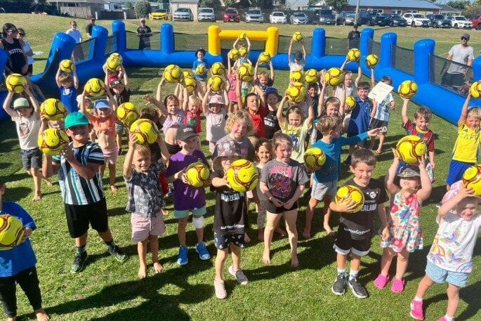  Kids enjoying Fun First Football.  Photo / Supplied