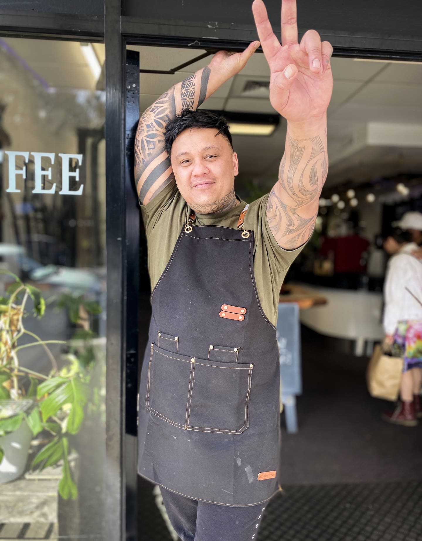 Rhys Eden Delamere at his cafe Trunk Coffee House in Taumarunui.
Photo / Alex Robertson