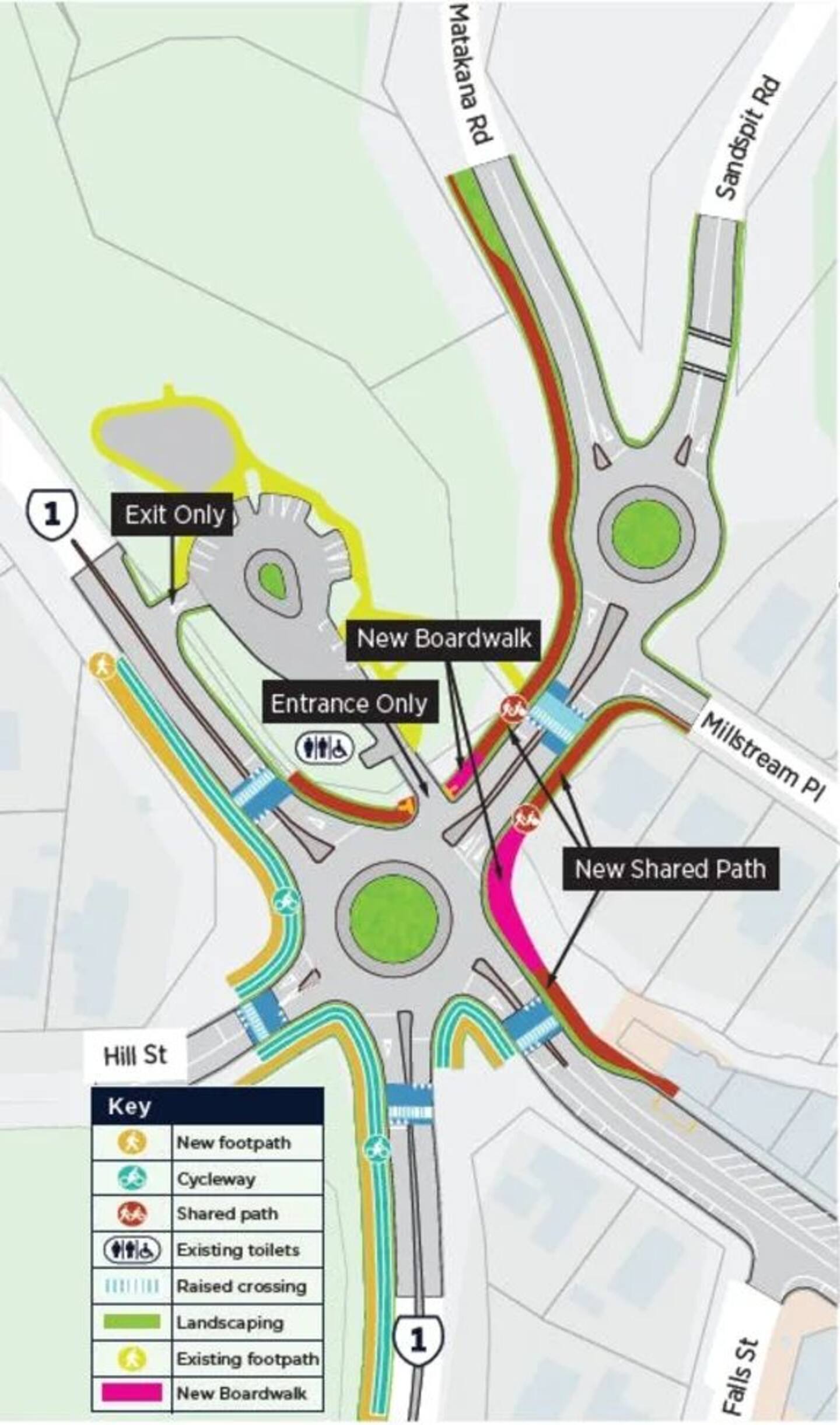 AT had planned to replace the Hill St intersection with two roundabouts. Photo / Auckland Transport