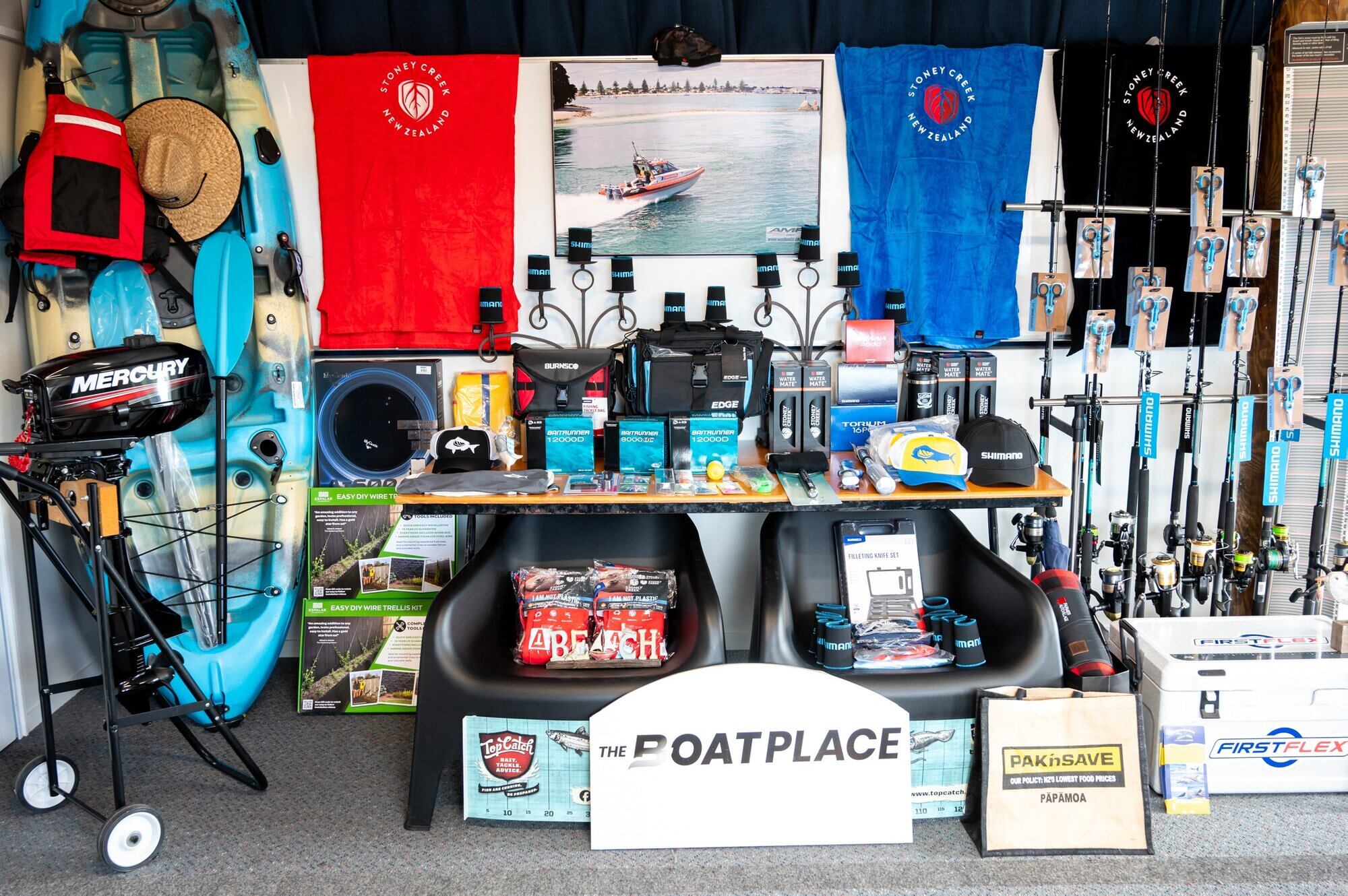 Some of the prizes donated for the Tauranga Coastguard fishing competition. Photo / Brydie Thompson.