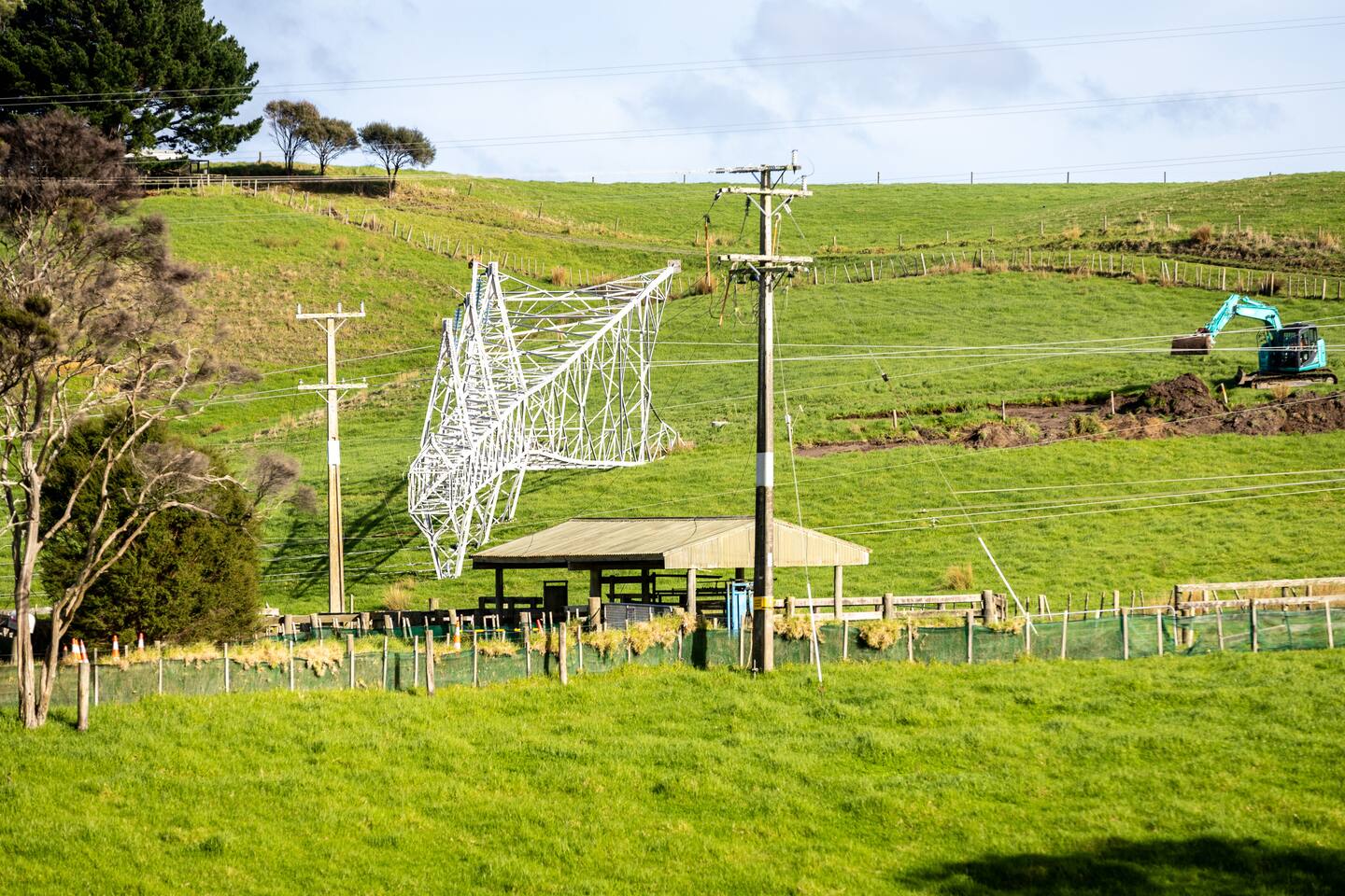 The downed pylon near Kaipara. Photo / Michael Craig