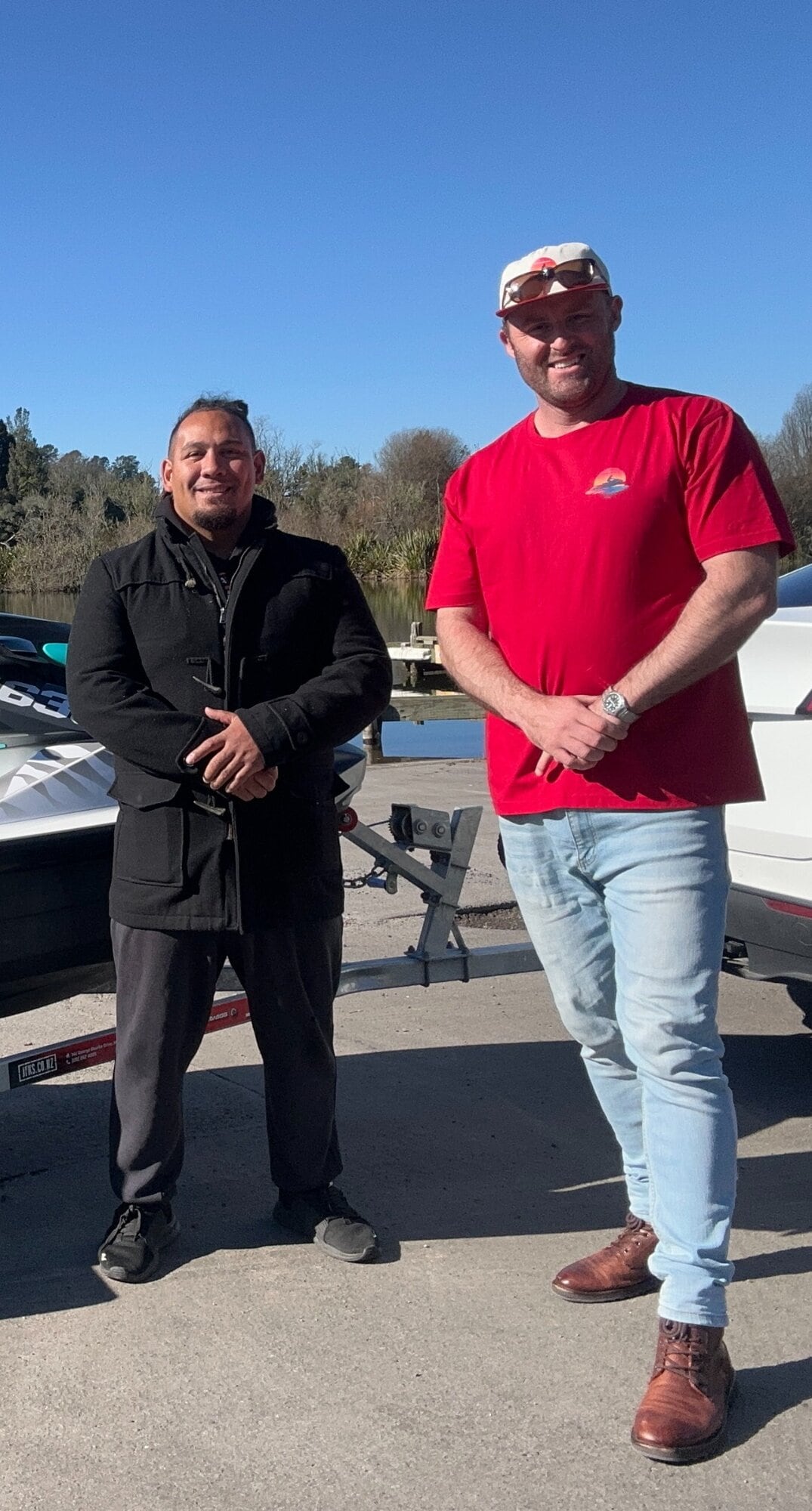 Gotcha Bro facilitator Matehaere Te Rangi (left) and Therap-Ski organiser Greg Ward.
