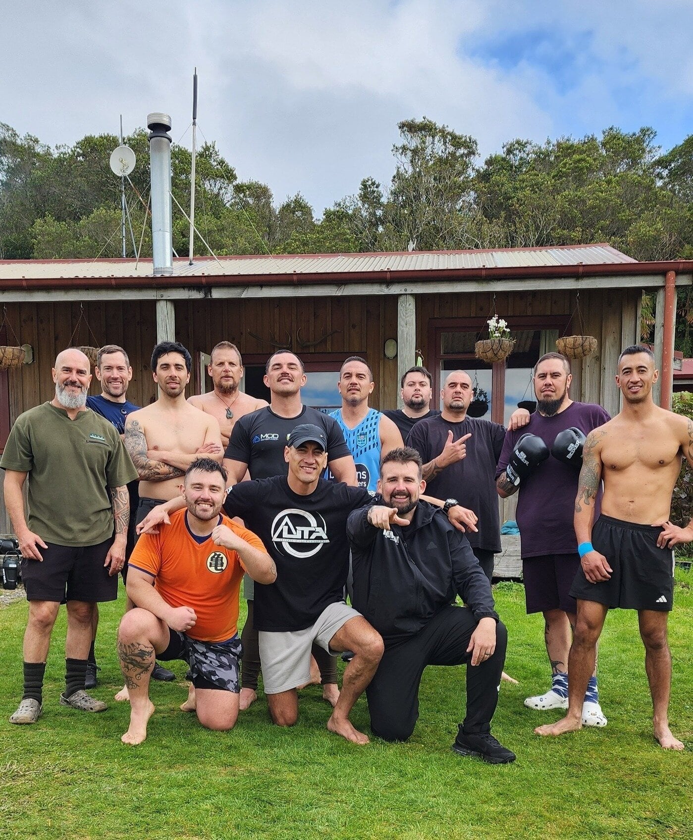 A Men Making Miles group shares a snap after a class.