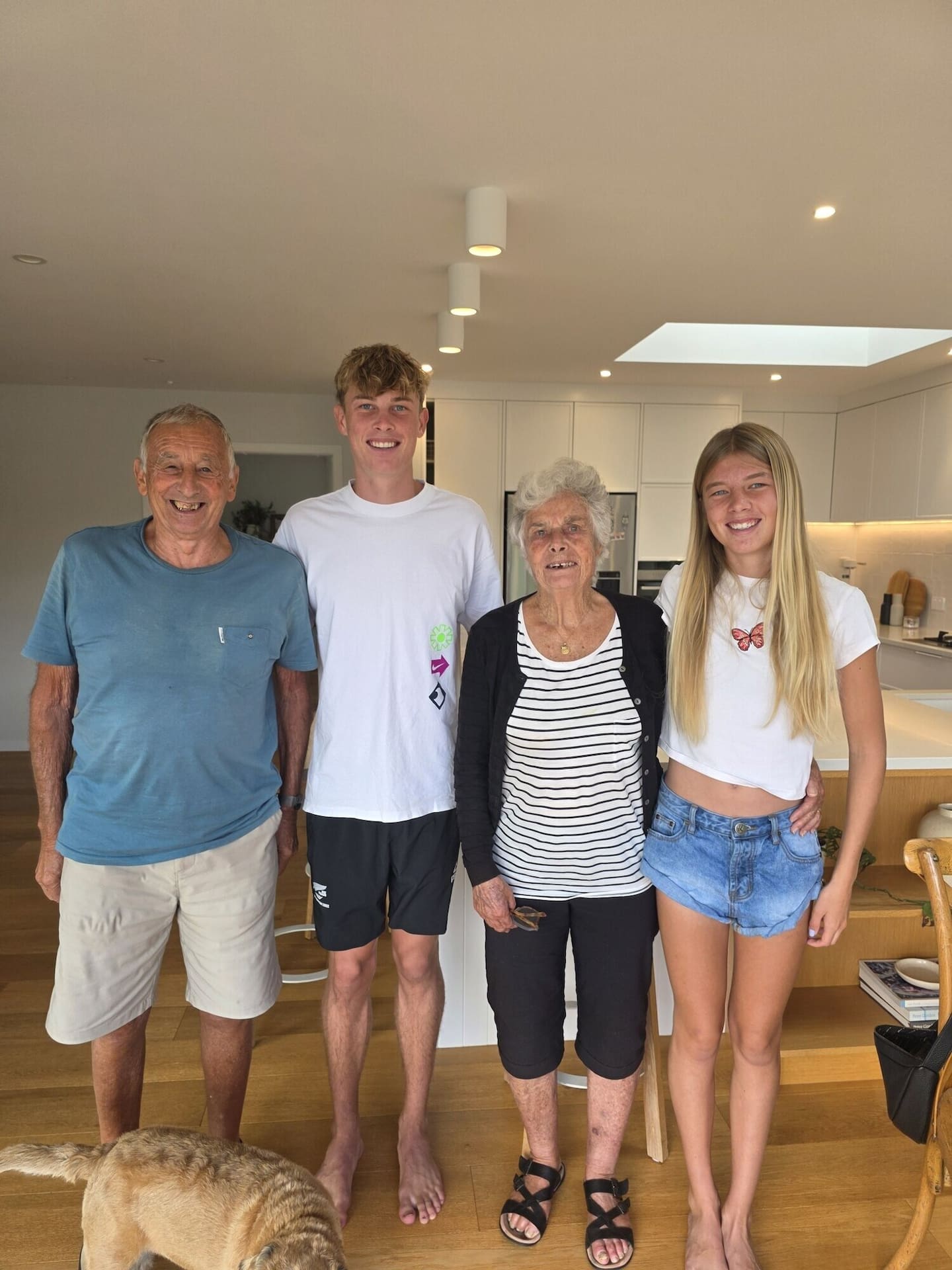 Sam Ruthe and sister Daisy with their grandparents Rose and Trevor Wright.