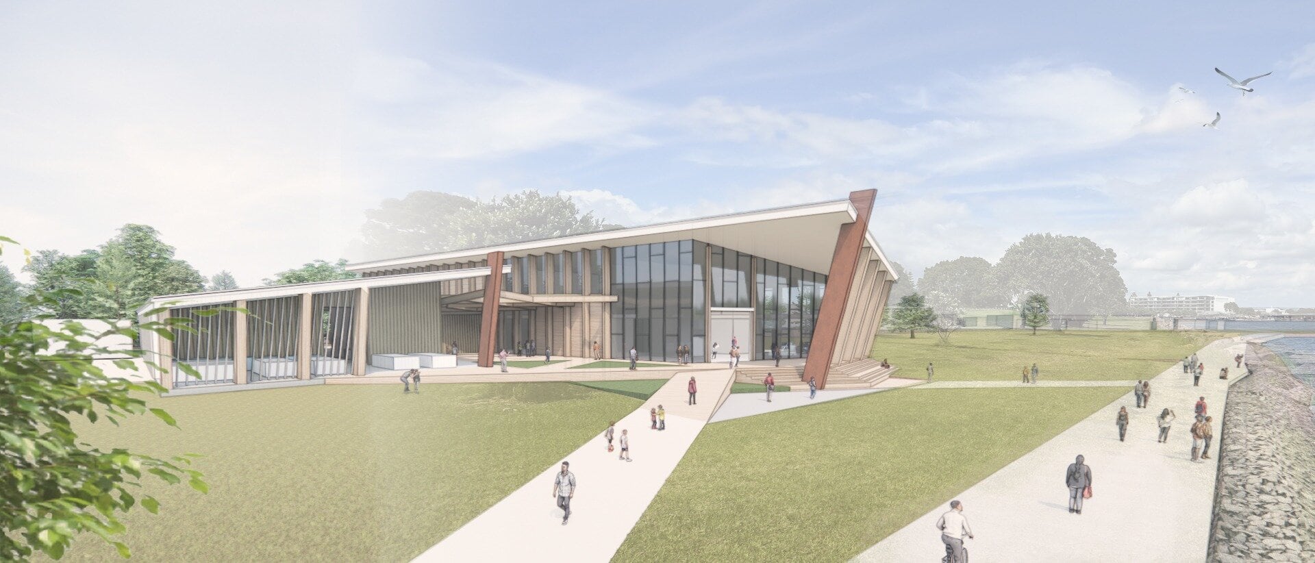 An artist's impression of the northern approach of the New Zealand Institute for Marine Futures. Image / Supplied