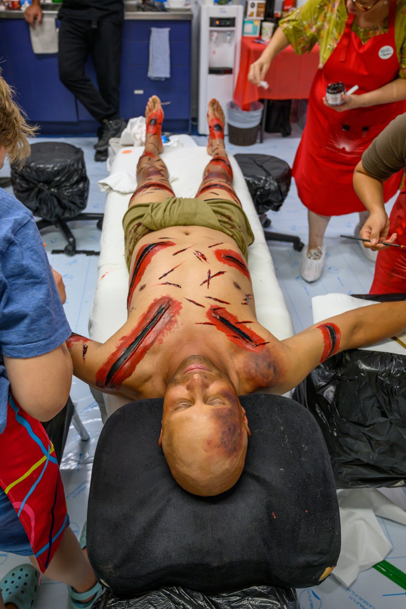 Bryson Moulton gets ready to play his part and will be suspended from the cross for one hour. Photo/ David Hall