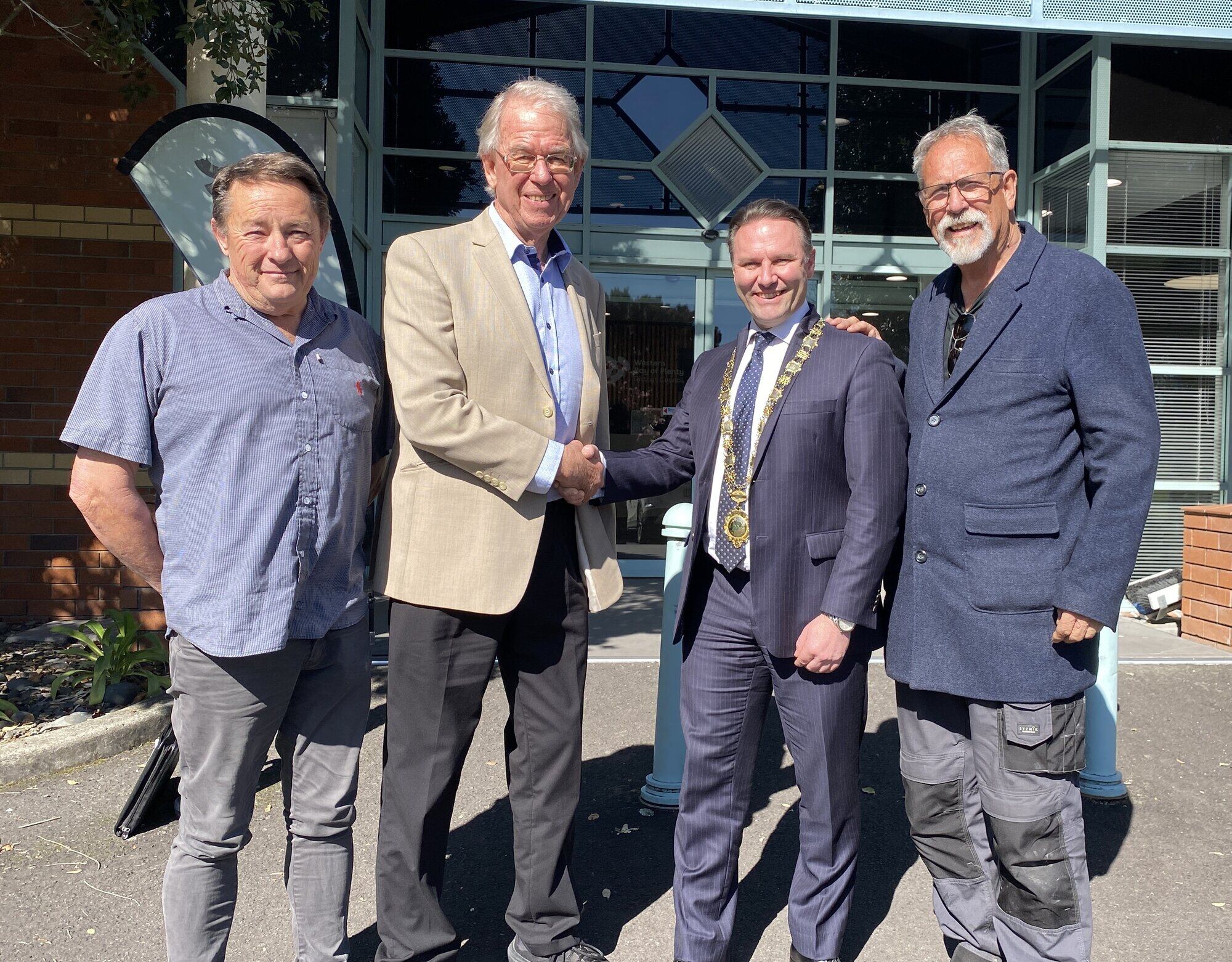  Gary Stirling, Tony Roberts, Western Bay of Plenty Mayor James Denyer and Roger Williams. Photo / Supplied