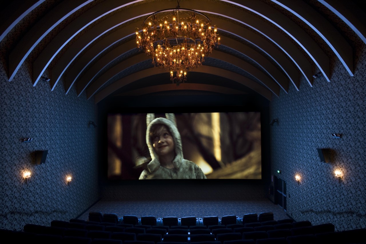 One of Matakana Cinema's three theatres boasts a 800-kg chandelier. Photo / Supplied