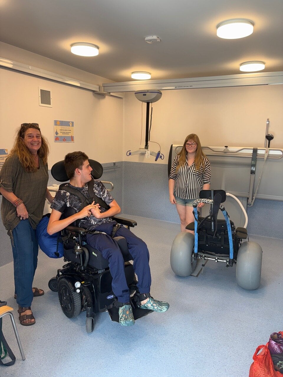 Finlay Graham and mum Kimberly check out the new accessible changing facility. Photo / Supplied