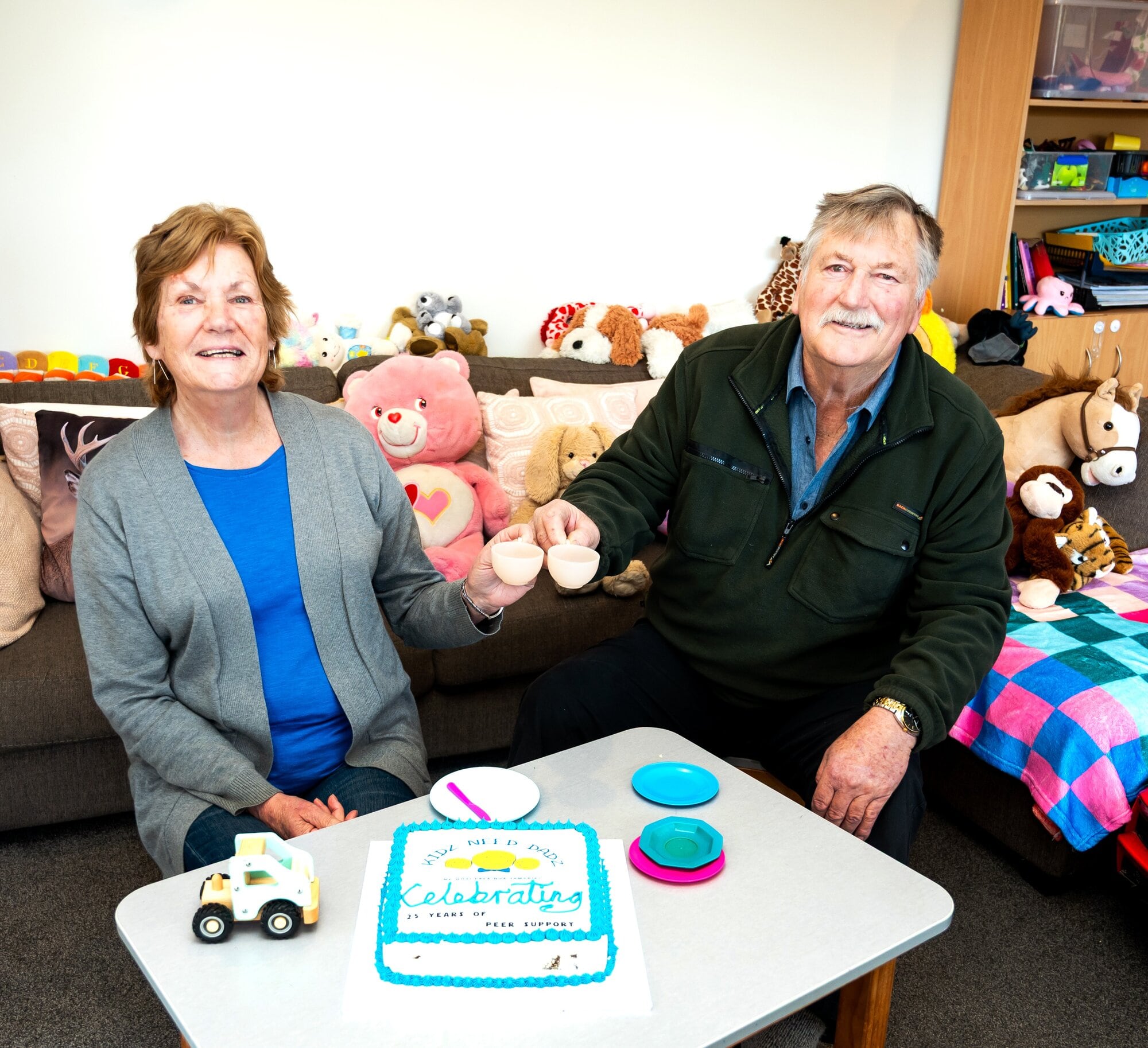 Kidz Need Dadz founders Sheila Ewart and Reagan Douglas celebrating 25 years. Photo / Brydie Thompson