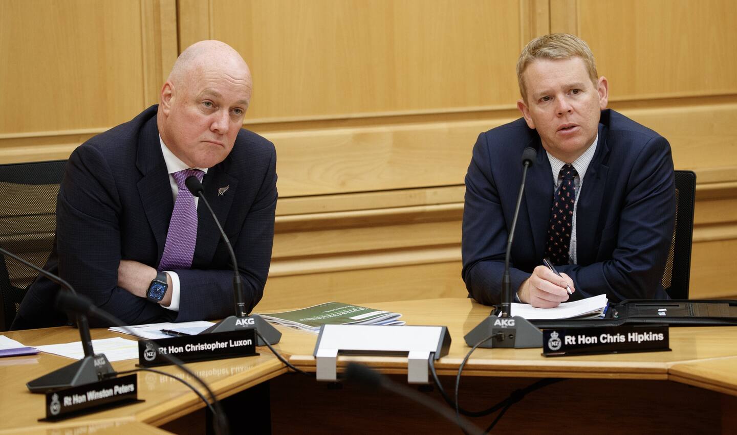Prime Minister Christopher Luxon and labour leader Chris Hipkins both say the matter of MP pay increases is up to the independent Remuneration Authority. Photo / Mark Mitchell