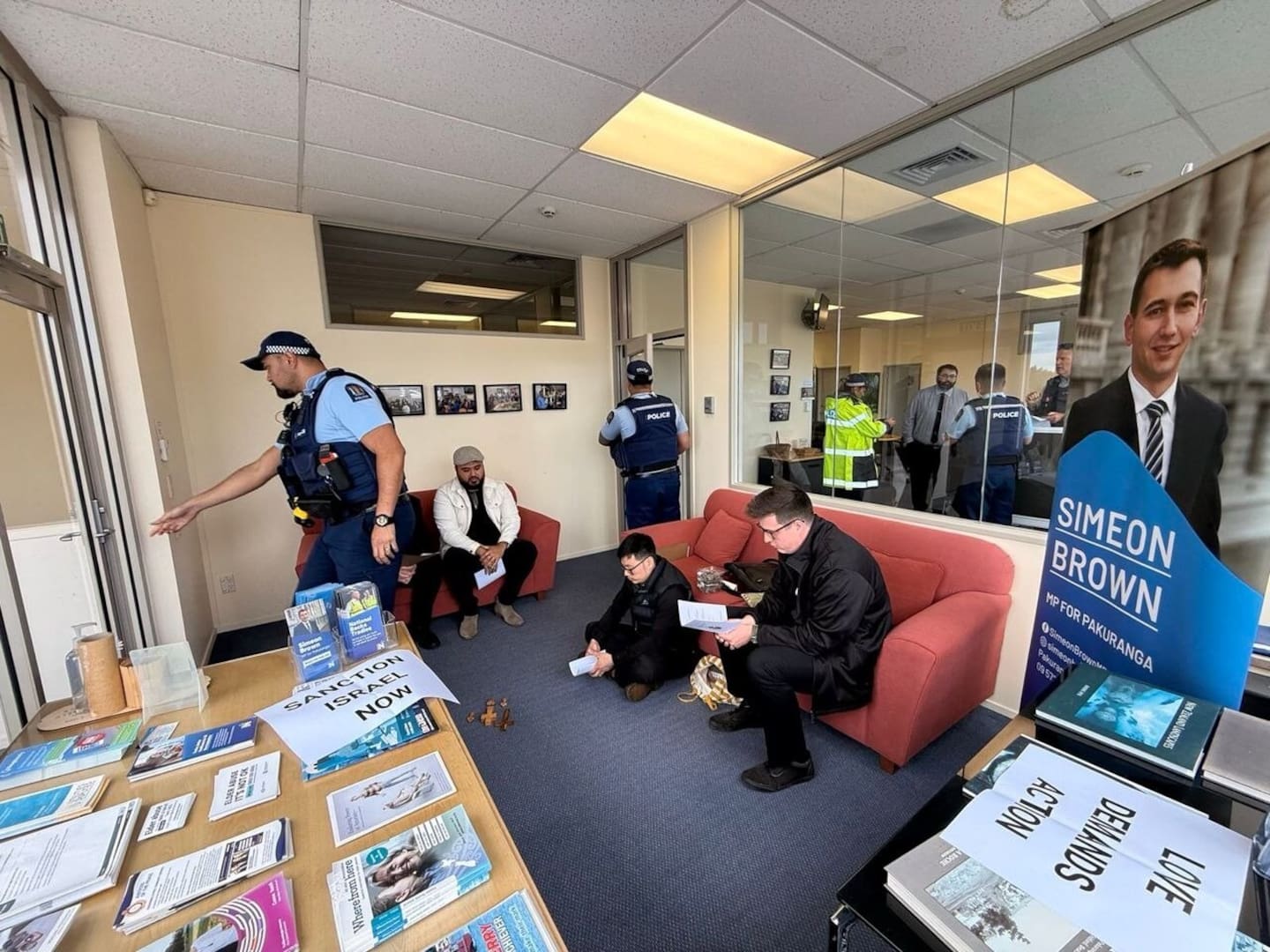 The sit-in at Brown's office.