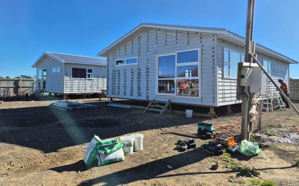 The students build about four relocatable houses a year on a site at the back of Ōpōtiki College. Photo / Alexa Cook, RNZ