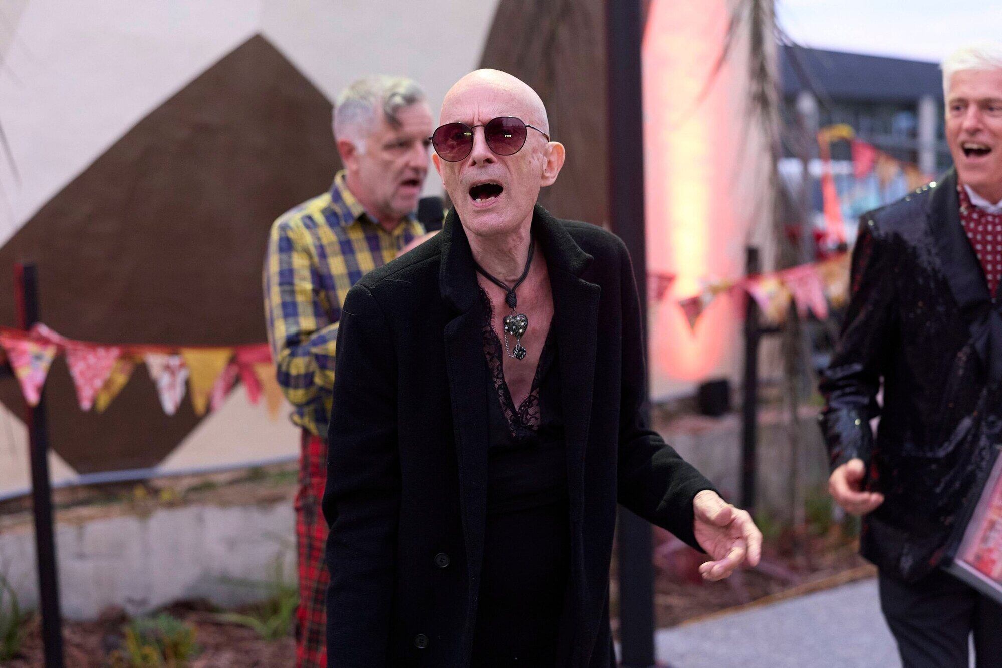 The Rocky Horror Picture Show creator Richard O&rsquo;Brien arrived by vintage limousine and walked the red carpet for the third unveiling of the Riff Raff statue. Photo / Mark Hamilton