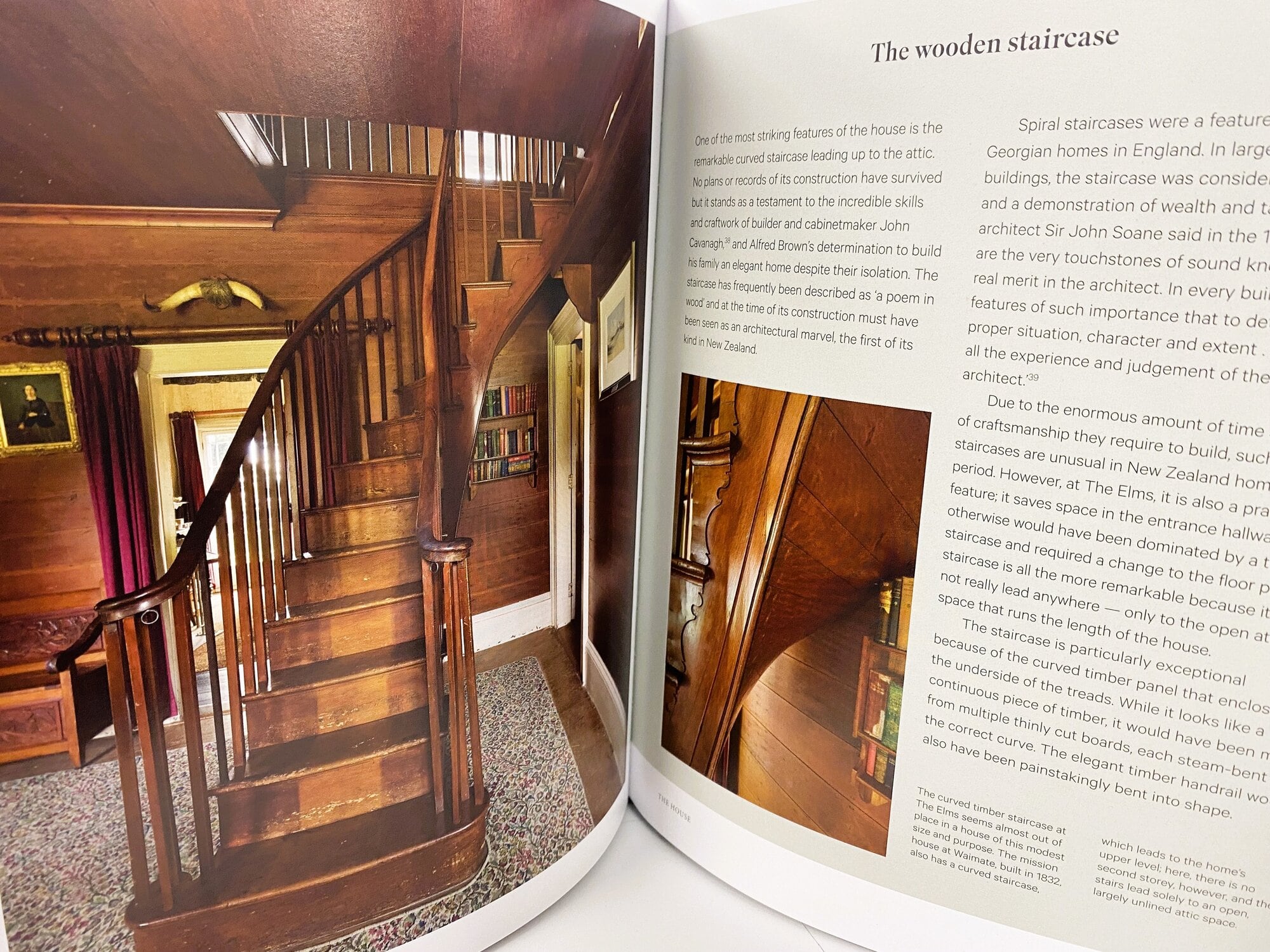  One of the most striking features of the house is the curved staircase leading up to the attic, photographed for the book by Amanda Aitken. Photo /Rosalie Liddle Crawford.