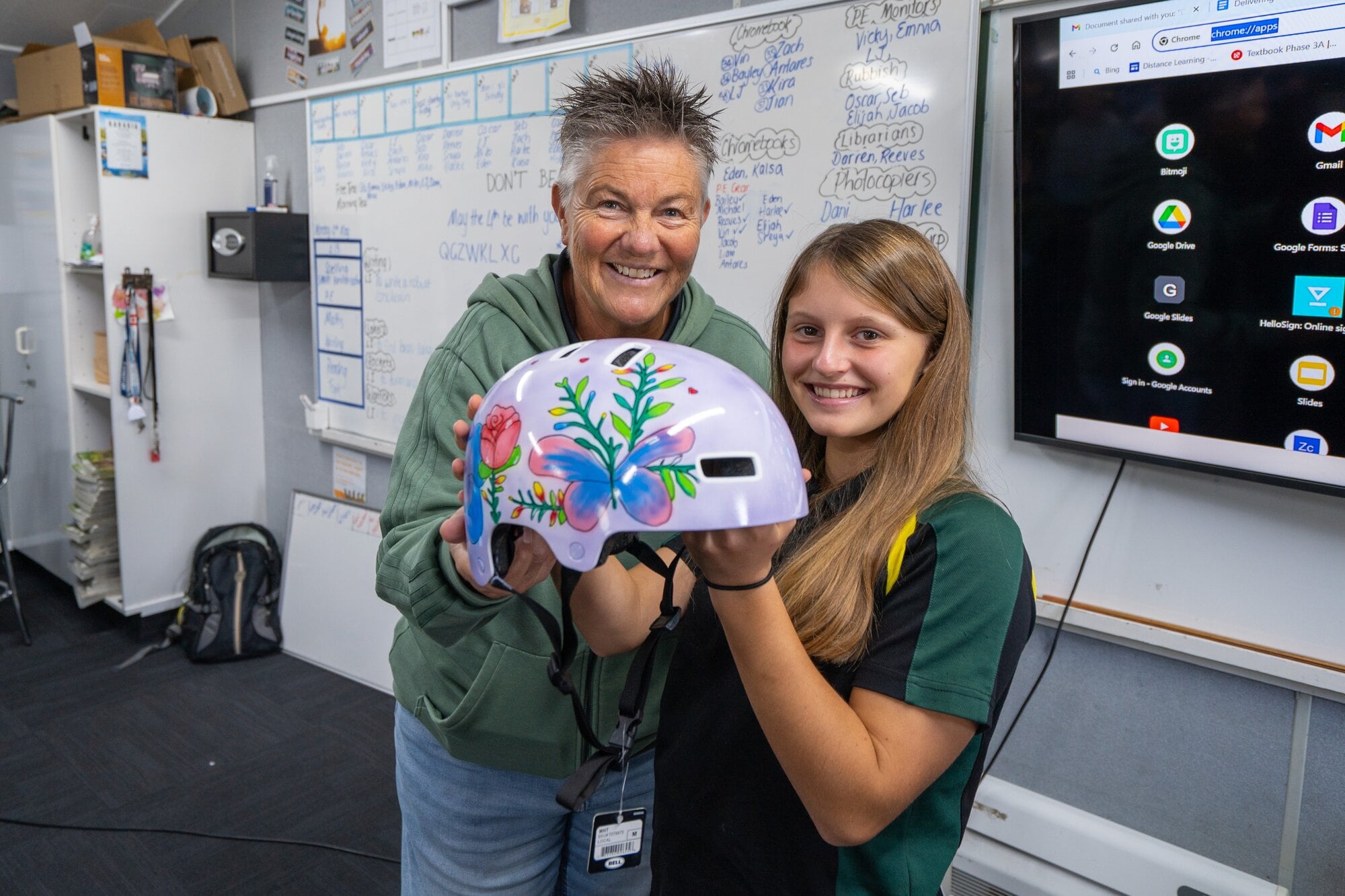  Anezka Andel from Ōtūmoetai Intermediate won the Year 7 and 8 category of the 2026 &lsquo;Design Your Own Helmet&rsquo; competition. Photo / Supplied