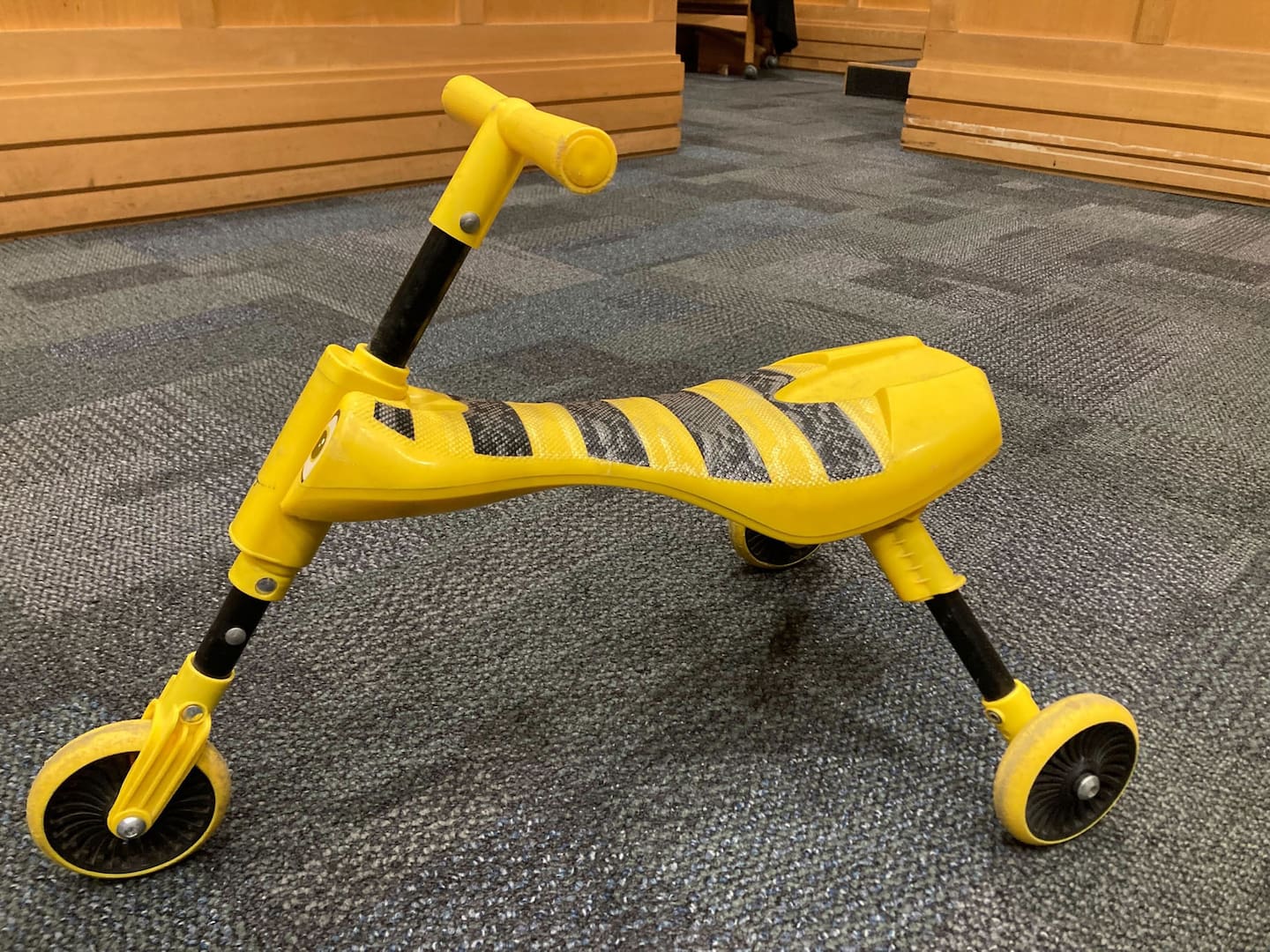 Harlee-Rose Niven's trike, produced as evidence in the trial in the High Court at Hamilton. Harlee-Rose's stepmother Jessica Mulford, claims she fell off the day before she was fatally injured in their Hamilton home on April 9, 2022. Photo / Belinda Feek