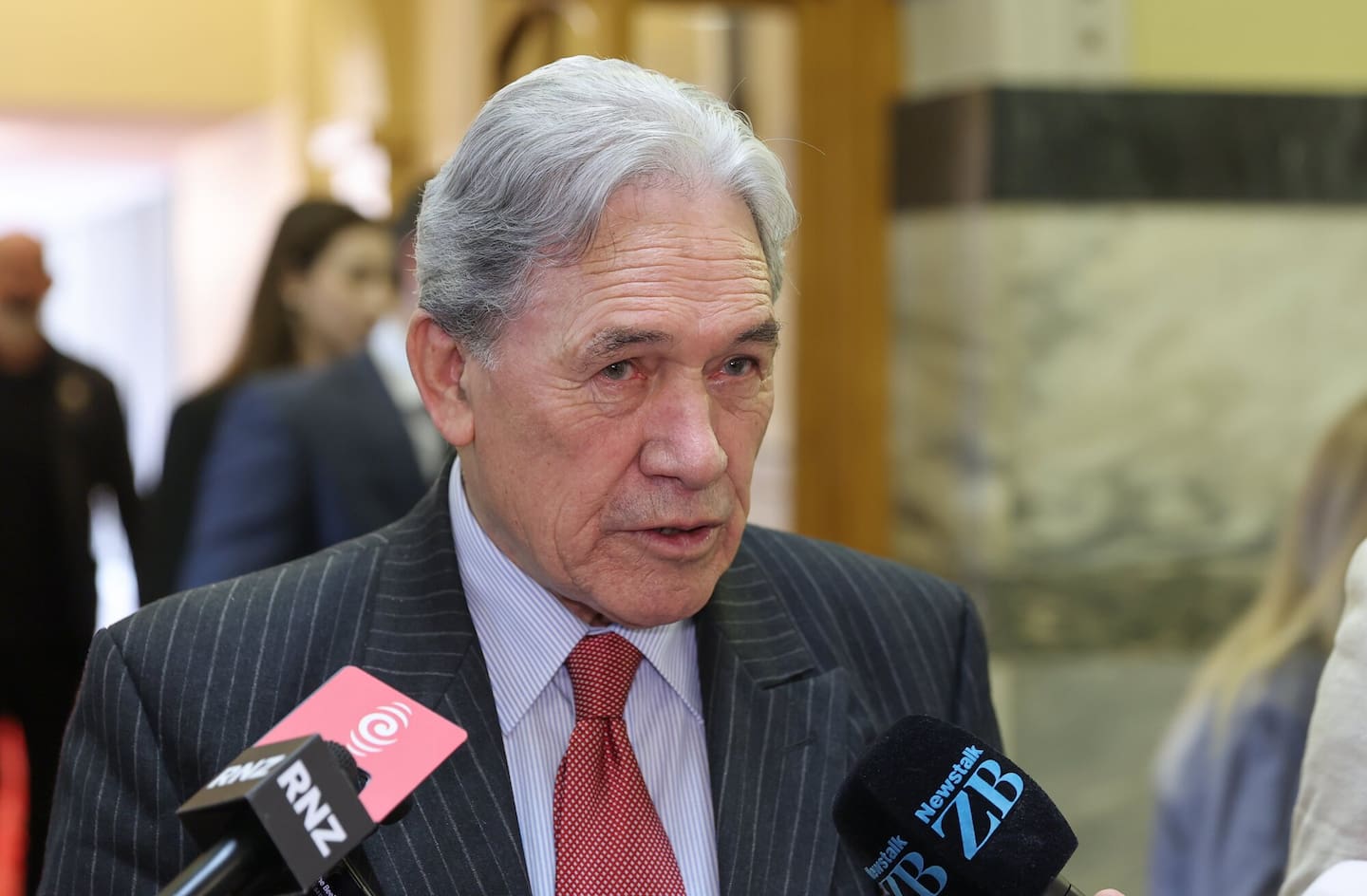 Foreign Affairs Minister Winston Peters during his press conference at Parliament, Wellington, 31 July, 2025.  NZ Herald photograph by Mark Mitchell