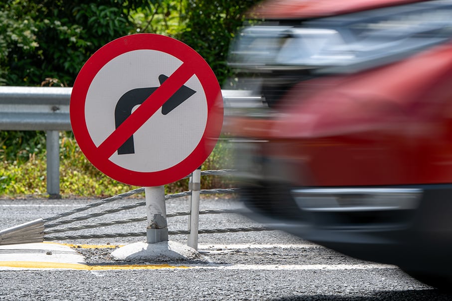 The barriers prevent right turns on and off the highway to Wright Rd. Photo / David Hall