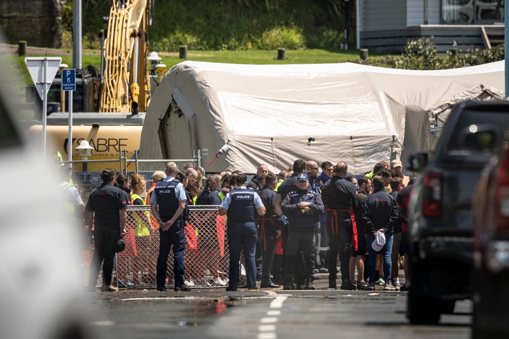 Emergency services held a karakia at the Mount Maunganui campground on Saturday. Photo / Jason Dorday